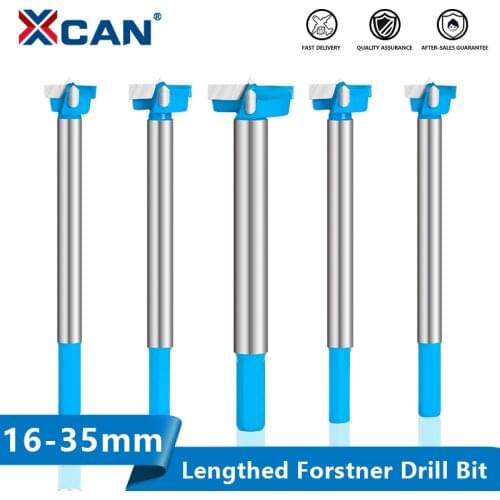 XCAN Drill Bit Hex Shank Lengthened Forstner Drill Bit 16-35mm Carbide Tipped Hinge Boring Hole Saw Cutter Wood Drilling Tools