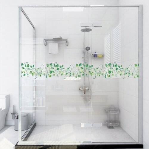 Green flower vine wall sticker Living room bedroom glass window decoration wallpaper Decals wallpaper Glass stickers