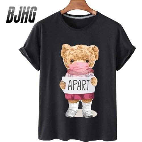 100% Cotton Angel Mask Doctor Printing Short-sleeved T-shirt Female Half-sleeved Summer Casual Oversized T-shirt Ladies Shirt