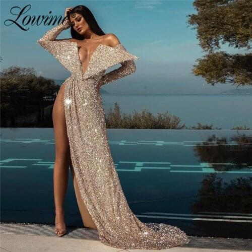 Sequins Hot Sexy Prom Dresses Off The Shoulder African Evening Dress 2020 Couture Dubai Women Party Gowns Robe De Soiree