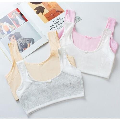 Girls' vest development period underwear female students girls pure cotton double-layer sports bra girls from 8 to 16 years old