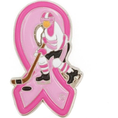 Breast Cancer Awareness Girl Hockey Fooftball Volleyball Gymnast Flip Pink Ribbon Lapel Pins