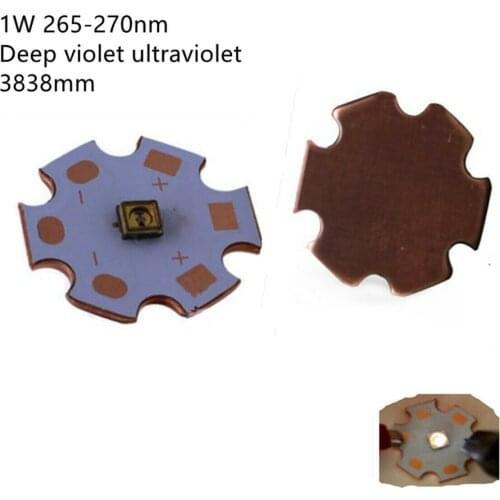 1W 3838 265-270NM Deep UV LED Ultraviolet Violet light LED Diode with Copper PCB