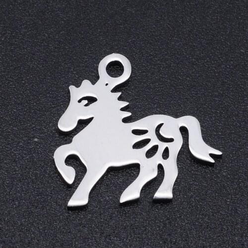 10pcs/lot 14*15mm Stainless Steel Horse Pendant Bracelet Charms DIY Jewelry Making Handicraft Accessories Wholesale