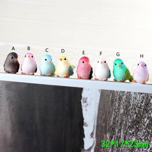 10Pcs Mini Colorful Sparrow Figurines Miniatures Fairy Garden Ornaments Micro Landscape Bonsai Resin DIy Crafts Decorations