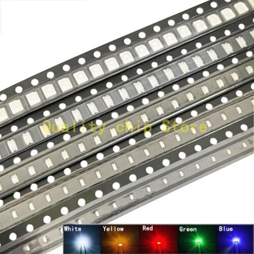 100pcs 0402 0603 0805 1206 1210/3528 smd led Red Yellow Green White Blue light emitting diode Water Clear LED Light Diode Set