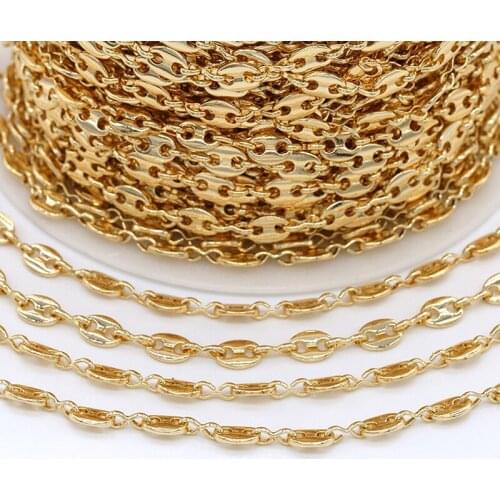 14K Color Preserving Gold Pig Nose DIY Necklace Bracelet Accessory Two-hole Hand-made Splicing Chain Fashionable Copper Jewelry