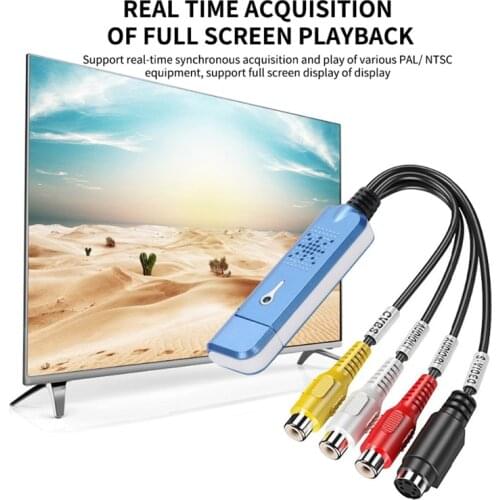 2.0 USB Converter Audio Video Capture Grabber Adapter for Win/XP/7/8/10 PAL with Indicator Light for Radio Recorder