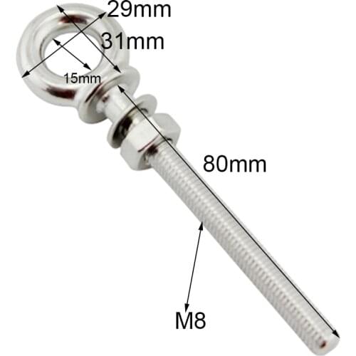 4pcs M8 Long Shank Eye Bolt Harness Point Boat Fitting Hardware