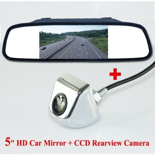 5" Waterproof Car Rearview Mirror Monitor Rear View Camera LCD Video Auto Parking Assistance LED Night Vision Reversing Kit