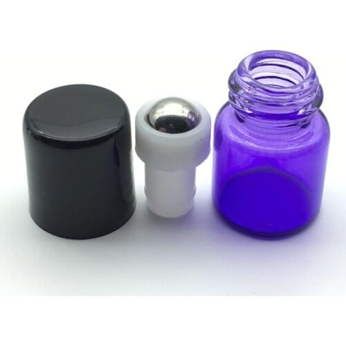 500pcs Refillable 1ml Blue Roll On Glass Bottle Perfume Sample Roll On Bottles for Essential Oil Deodorant Containers