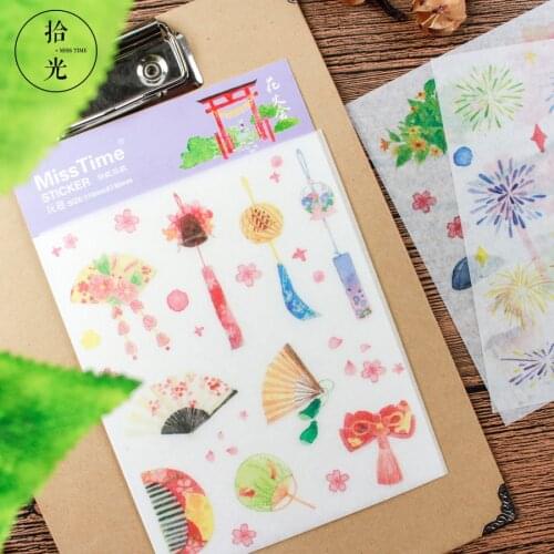 6Pcs/Pack Creative Japanese Style Decorative Scrapbooking Sticker Transparent DIY Stationery Diary Stickers