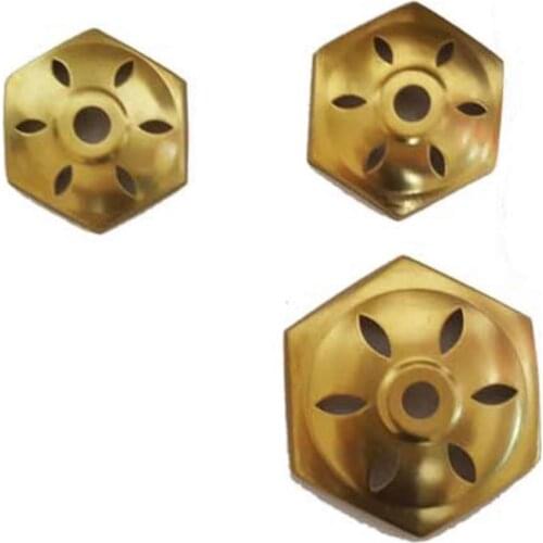 6-sided Hexagonal shape stamped brass vase cap for lamp-unfiished brass