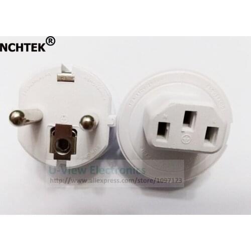 NCHTEK White 10A 250V EU European Gemany Male to IEC320 C13 Female Socket AC Power Adapter Connector/Free DHL Shipping/100PCS