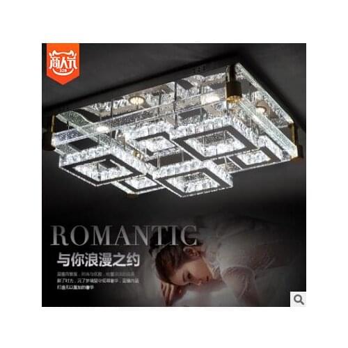 Atmospheric rectangular living room lamp Line cutting crystal lamp led ceiling lamp Modern intelligent lamp