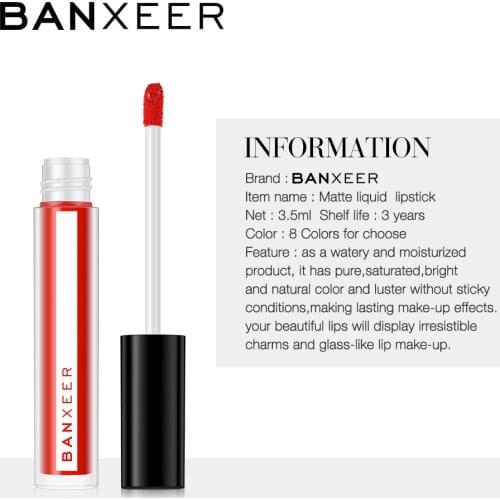 Lipgloss Matte 8 Colors Lip Gloss Velvety Lipstick Liquid Long Lasting Waterproof Lip Tint Full & rich Sexy Lip Makeup Cosmetic
