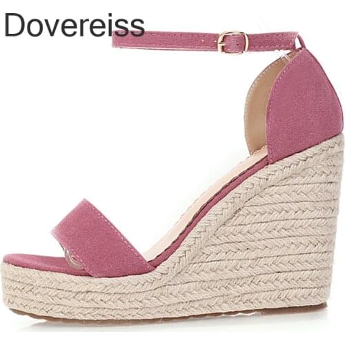 Summer Women Wedges Sandals Fashion Sexy New High Heels Pure Color Buckle Waterproof Party Shoes Consice Height Big Size 42 43