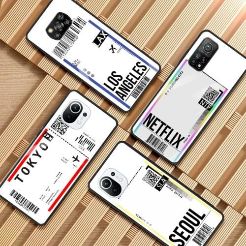 Airline ticket barcode Phone Case for Xiaomi Mi 11 10T Note 10 9 9T 11i Pro 10Lite 5G Poco X3 X2 F3 F2 M2 Pro NFC Glass Cover