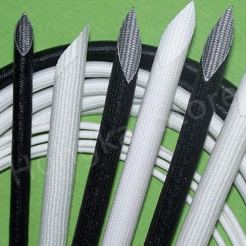 Black White Silicon Fiber Glass Insulated Tube 16 18 20 25mm Braided High Temperature Sleeving -40°~200