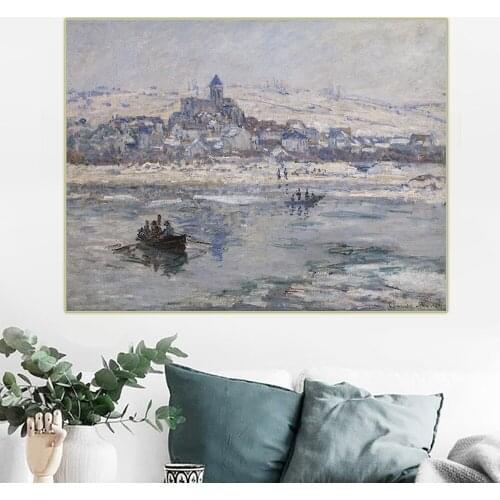 Citon Claude Monet《Vétheuil in Winter》Canvas Oil Painting landscape Artwork Poster Picture Modern Wall Decor Home Decoration