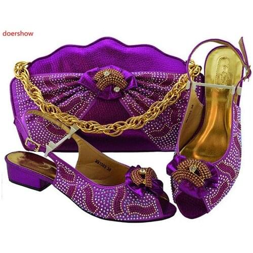 Doershow African Sets For Wedding Italian Shoes with Matching Bag High Quality Women Shoe and Bag To Match for Party !HWD1-29