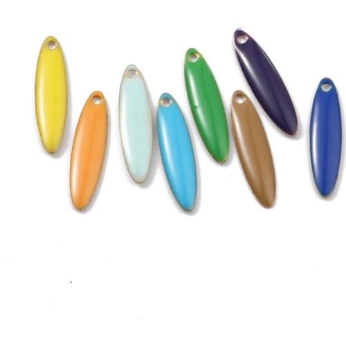 DoreenBeads Hot Fashion Copper Enamelled Sequins Pendant Marquise Brass Colorful Jewelry DIY Findings Charms 20mm x 5mm, 5 PCs