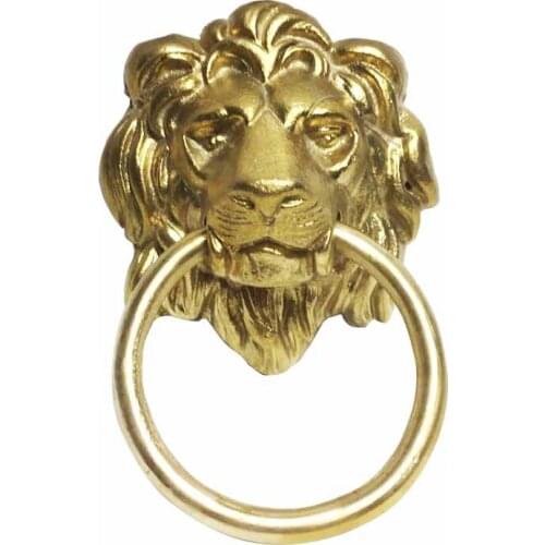 COTOM 1Pcs Brass Lion Head Door Knockers Front Door Wooden Door Pull Gold Traditional Style Hardware Door Knocker Decoration