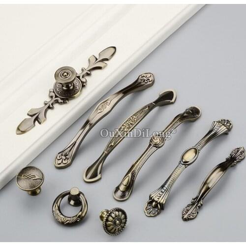 Elegant 10PCS European Bronze Kitchen Cabinet Door Handles Cupboard Wardrobe Drawer Dresser TV Cabinet Pulls Handles & Knobs