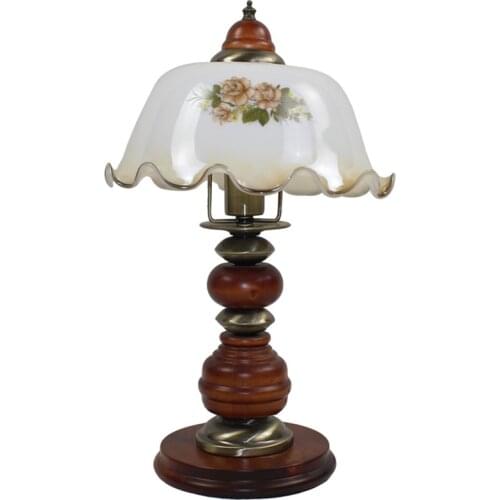 European Retro Bank Table Lamps Bedside Dimming Table Lights Bedroom Living Room Study Wood Desk Lamp Chinese Hotel Fixtures