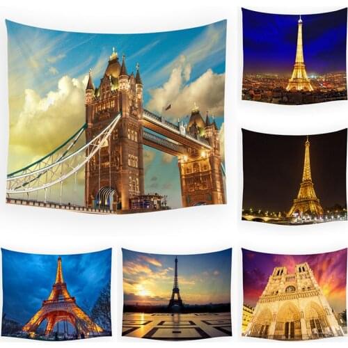 Paris Eiffel Tower Arc De Triomphe Decoration Background Cloth Room Landscape Architecture Bedroom Bedside Tapestry 95x73cm