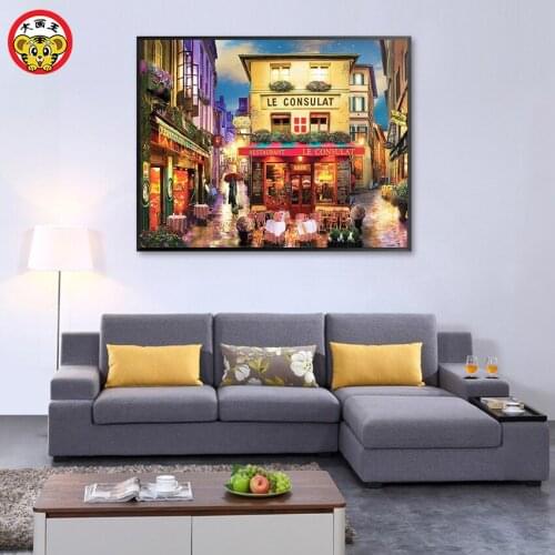 Numbers Oil Painting DIY Scenery Warm Color Gorgeous Traditional Style Home Corridor Bedroom Porch Decorationv