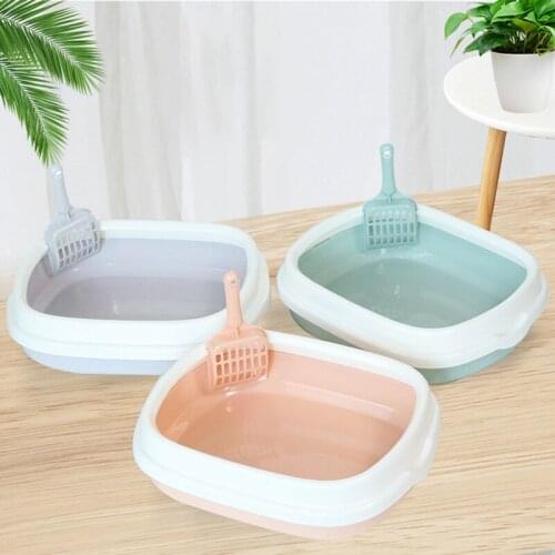 Pet Toilet Bedpan Anti Splash Cats Litter Box Cat Dog Tray With Scoop Kitten Dog Clean Toilette Home Plastic Sand Box Supplies
