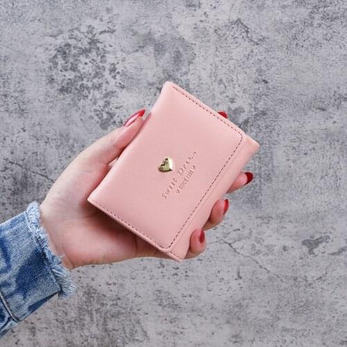 Wallet with Secret Compartment Cute Minimalist Fashion Letter Porte Monnaie Femme Short Hasp Pink Wallet with Coin Pocket