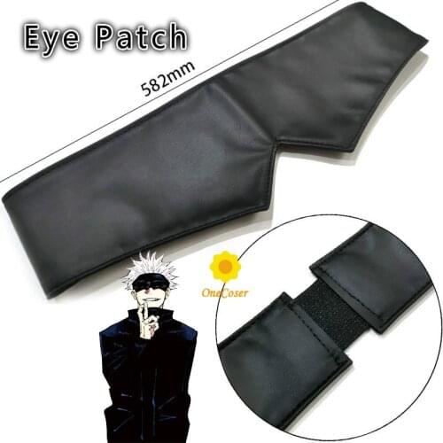 Jujutsu Kaisen Anime Gojo Satoru Cosplay Props Leather Headwear Black Eye Patch Eye Mask Cosplay Accessories Men Women