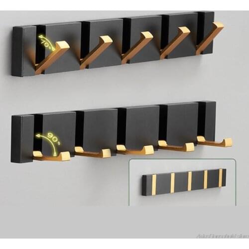 Punch-free Aluminum Alloy Coat Hooks Modern Concealed Hanger Folding Towel Hanger with Nail-free Glue Strong Wall Hooks Dropship