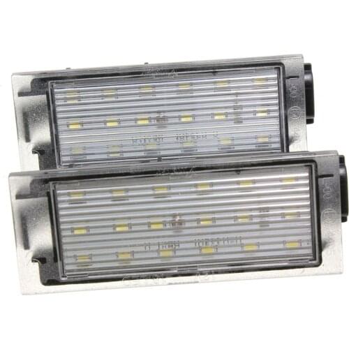 2Pcs White 18 LED License Number Plate Light Lamp For Renault Twingo Clio Megane Lagane 3528 SMD License Plate Light Lamps 12V