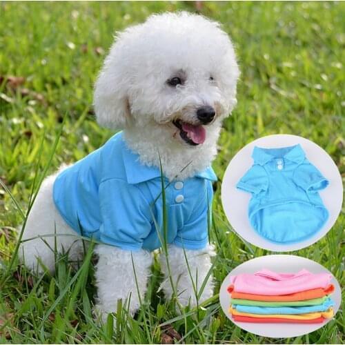 Pet Puppy Summer Polo Shirt Large Small Dog Cat Pet Cotton Clothes Costume Apparel T-Shirt Candy Colour XS-XL