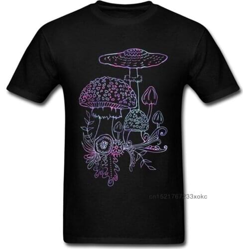 2018 New Coming Men T-shirt Black Tee Shirt Mushroom Cartoon Painting Male Unique Street Fashion Tops Personalized