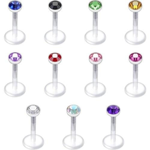 11Pcs Nose Studs Set Acrylic Bar Inlaid CZ Nose Rings Nose Piercing for Women Men Girls 16G Bar Length 6-10mm, Top Size 2-4mm