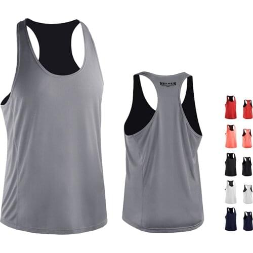 New Mens Sleeveless Jacket Fitness Gym Clothing Compression Shirt Cropped Running Vest Sports Jerseys Quick-drying T-shirts -40