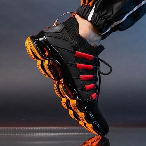 New Arrival Blade Running Shoes Men Mesh Breathable Sneakers Male Striped Comfortable Sports Fitness Trainiers Plus Size 39-48
