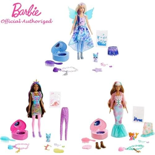 Original Barbie Color Reveal Peel Fairy Fashion Doll 25 Surprise Fantasy Accessories Random In 3 Styles Blind Box Kid Toys GXY20