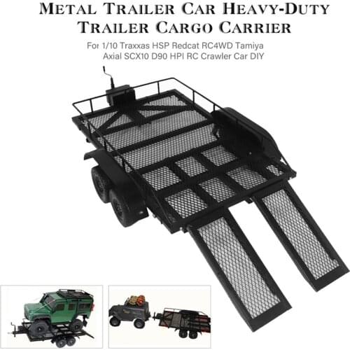 Trailer Car Heavy-Duty Cargo Carrier Metal Kit For 1:10 RC Cars Traxxas HSP Redcat RC4WD Tamiya Axial SCX10 D90 HPI
