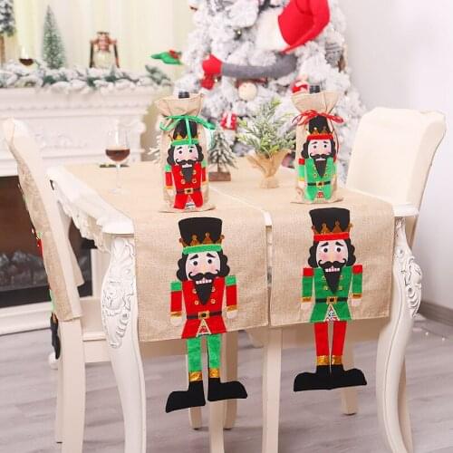 Christmas Table Runners Natural Burlap Linen Walnut Soldier Decorations Tablecloth Hotel Festival Supplies camino de mesa T506
