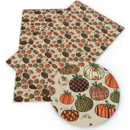 David accessories 20*33cm Pumpkin Halloween Synthetic Leather Sheets DIY Bow Earrings Bag Material Faux Leather Fabric,1Yc8576