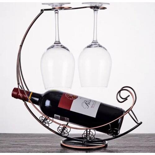 Creative iron art wine rack, high foot cup rack, upside down hanging red wine rack, display rack for home European red wine, win