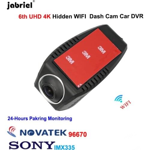 Jabriel 6th Gen UHD 4K Hidden WIFI Dash Cam Car DVR Camera 24 hour for BMW Audi Mercedes Benz Volkswagen All Vehicle Model
