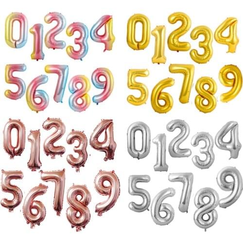 16/32/40 inch digital Foil Birthday Balloons Air Helium Number Balloon Figures Happy Birthday Party Decorations Kid toy Baloon