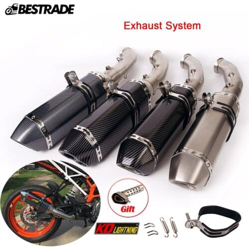 Motorcycle Exhaust System Mid Link Pipe Connect Tail Vent Tube Slip On 51mm Mufflers Modified For Duke 125 250 390 RC390 2017-20