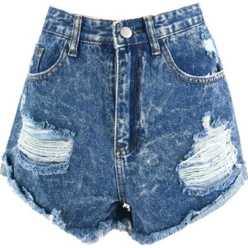 New personality high waist worn old fringed retro tassel denim shorts women